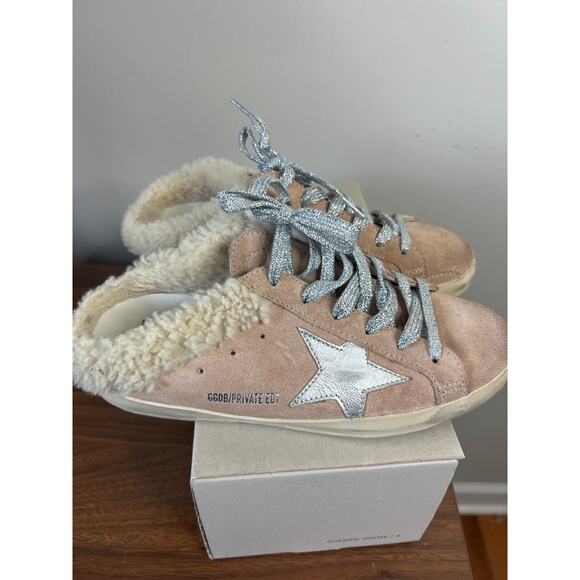NIB Golden Goose Superstar Sabot Suede Shearling Flat Heel Sneakers Pink Size:36 - Picture 4 of 9
